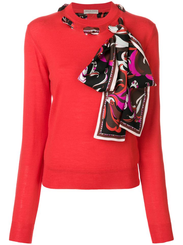 Emilio Pucci Scarf-detailed Sweater - Red