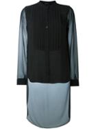 Twin-set Pleated Bib Shirt, Women's, Size: Medium, Black, Polyester