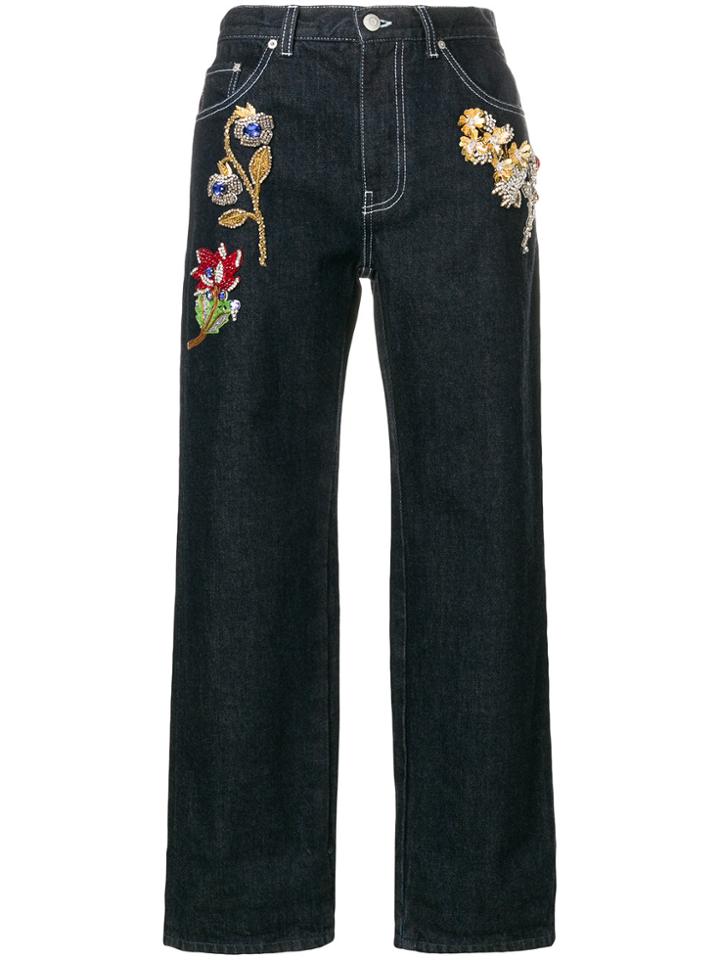 Alexander Mcqueen Embroidered Boyfriend Jeans - Blue