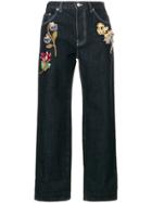 Alexander Mcqueen Embroidered Boyfriend Jeans - Blue