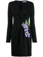 Blumarine Floral-embroidered Wrap Dress - Black