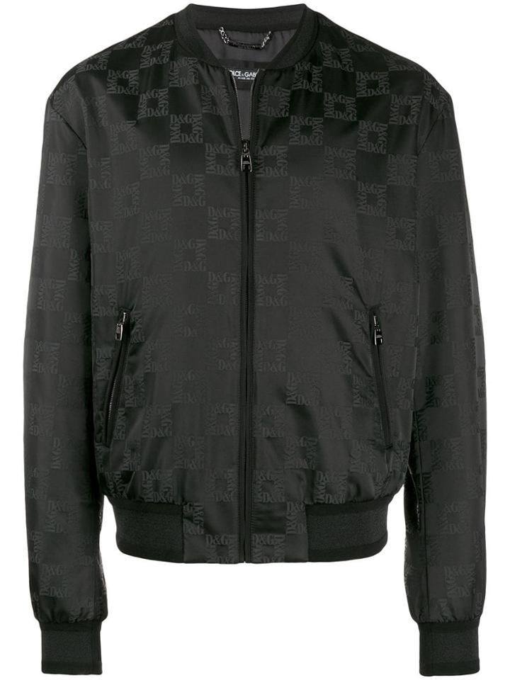 Dolce & Gabbana All-over Logo Print Bomber Jacket - Black