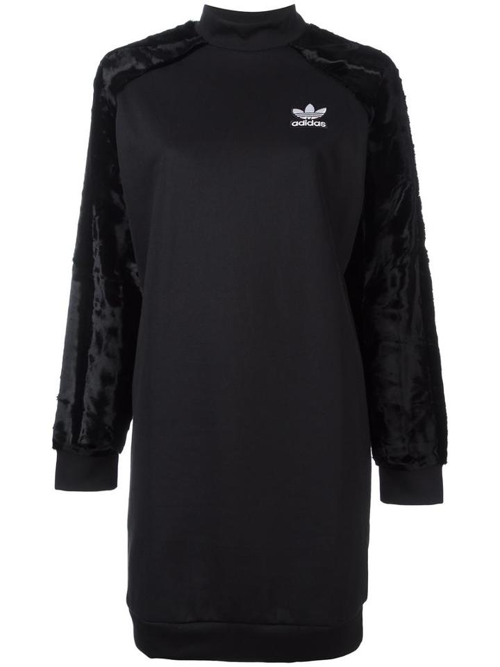 Adidas Originals Velour Sleeve Sweatshirt Dress, Women's, Size: 44, Black, Cotton/polyester