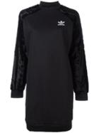 Adidas Originals Velour Sleeve Sweatshirt Dress, Women's, Size: 44, Black, Cotton/polyester