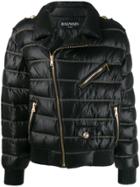 Balmain Cropped Quilted Coat - Black