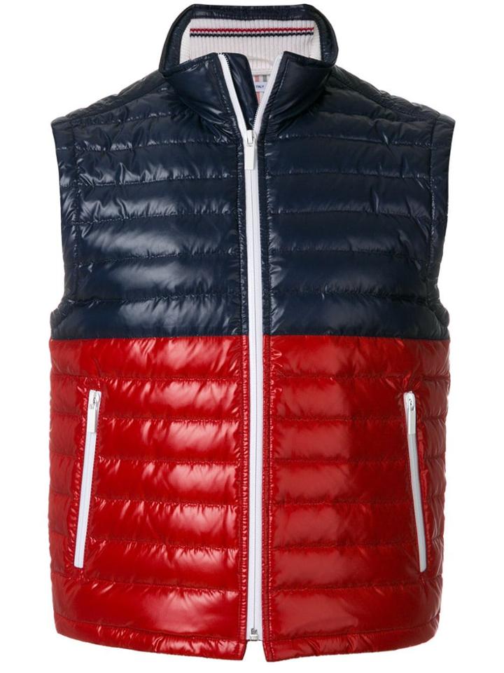 Thom Browne Down-filled Bicolor Satin Tech Vest - Blue