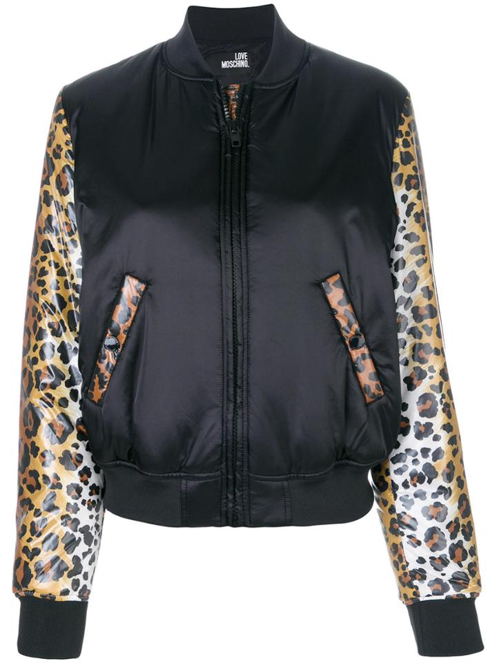 Love Moschino Cheetah Print Bomber Jacket - Black