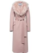 Prada Fur Collar Mid-length Coat - Pink