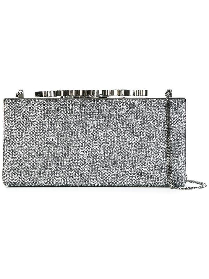 Jimmy Choo Celeste Clutch, Women's, Grey, Leather/metal/crystal/lurex