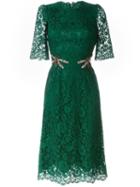 Dolce & Gabbana Embellished Floral Lace Dress, Women's, Size: 36, Green, Cotton/viscose/polyamide/brass