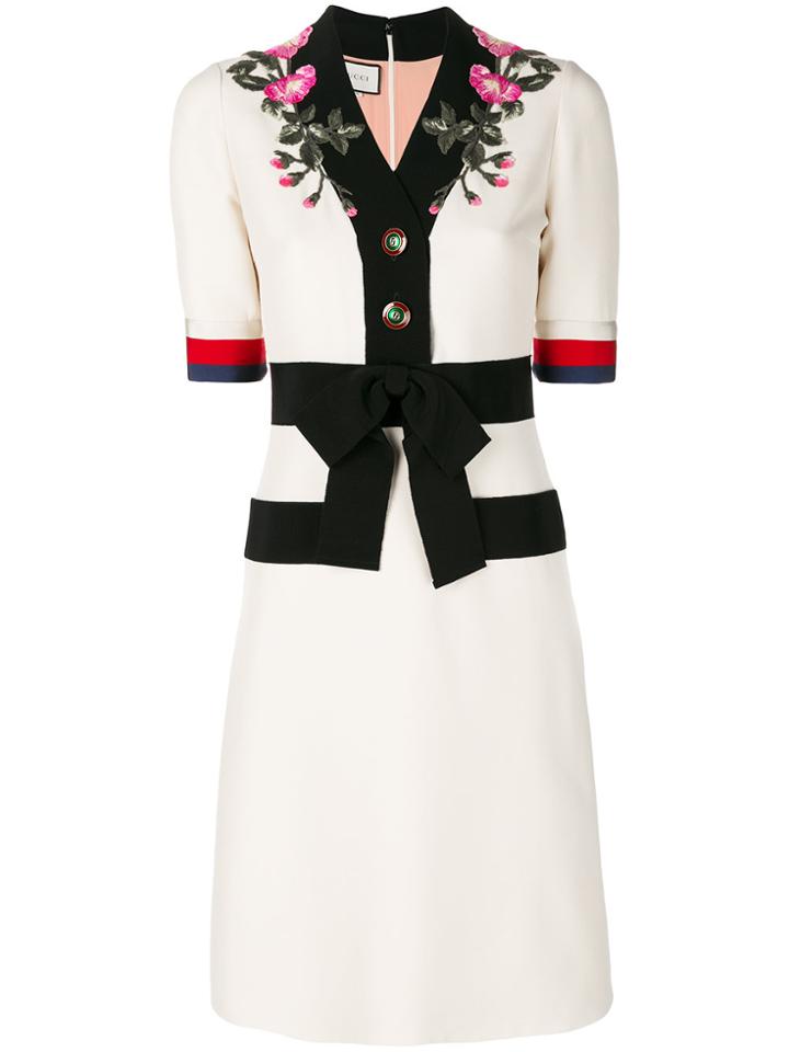 Gucci Embroidered Gg Web Detail Dress - Multicolour