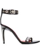 Proenza Schouler Eyelet Embellished Sandals, Women's, Size: 37, Black, Leather/metal