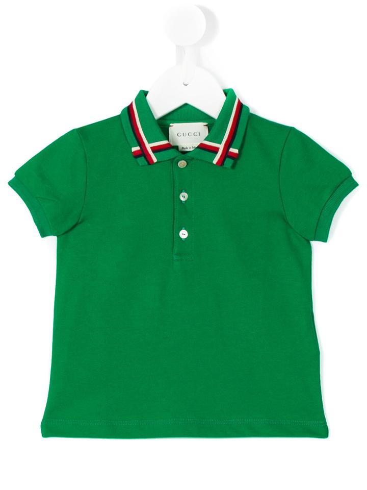 Gucci Kids - Web Collar Polo Shirt - Kids - Cotton/spandex/elastane - 6-9 Mth, Green