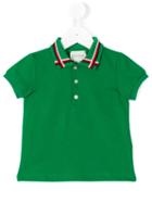 Gucci Kids - Web Collar Polo Shirt - Kids - Cotton/spandex/elastane - 6-9 Mth, Green