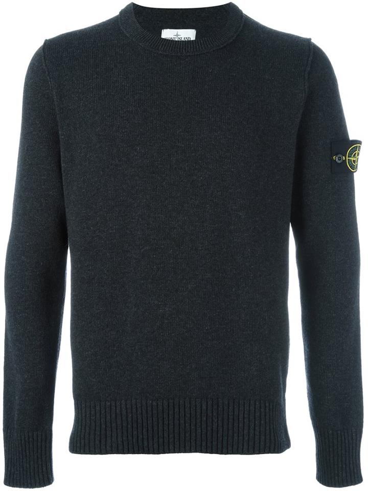 Stone Island Logo Patch Sweater, Men's, Size: Medium, Grey, Polyamide/wool