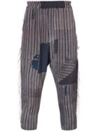 By Walid Ripped Striped Culottes - Brown