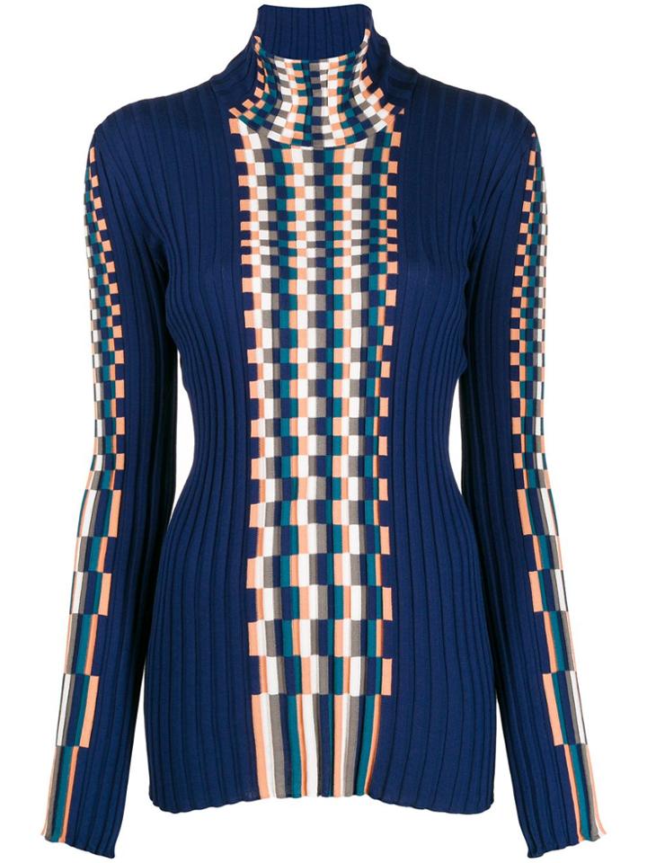 Loewe Graphic Print Turtle Neck Top - Blue