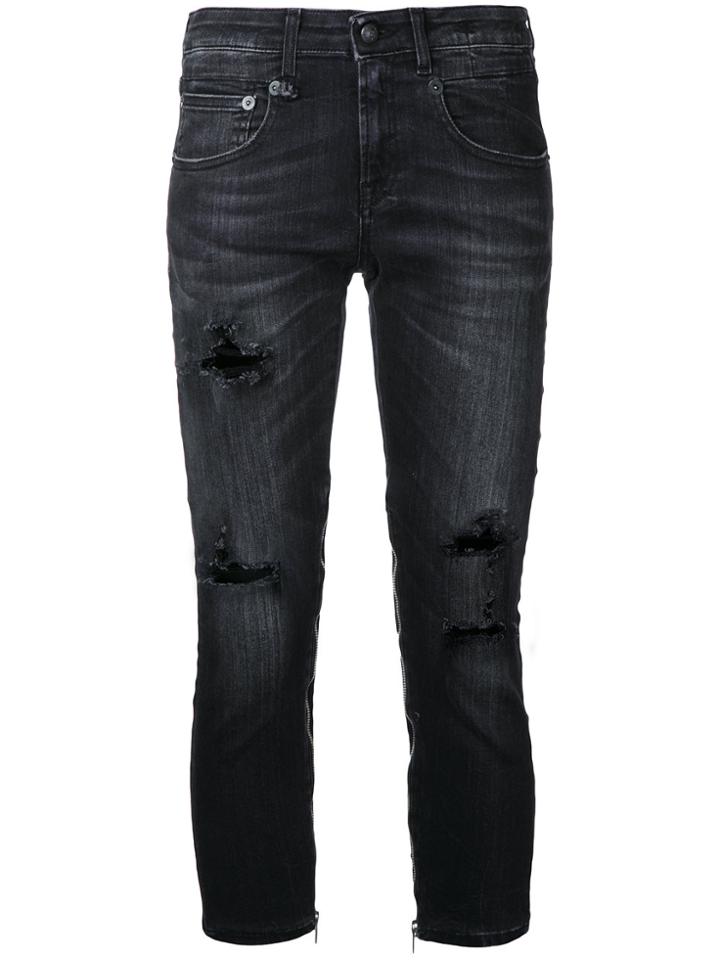 R13 Cropped Distressed Jeans - Black
