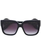 Alexander Mcqueen Embellished Square Lenses Sunglasses, Adult Unisex, Black, Acetate/metal (other)