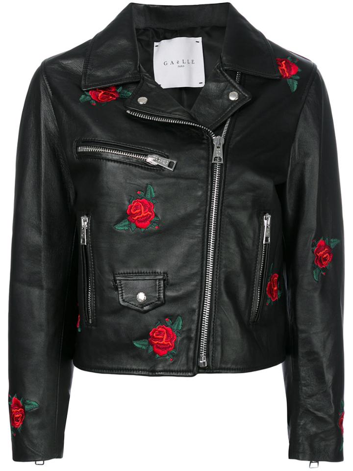 Gaelle Bonheur Embroidered Rose Jacket - Black