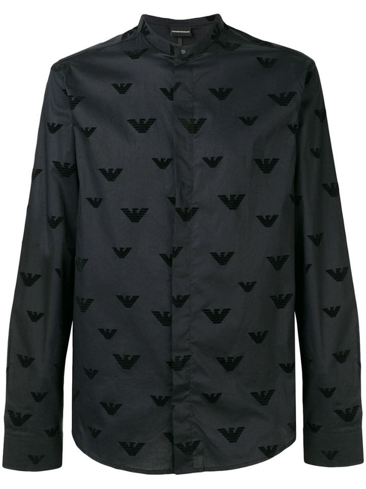 Emporio Armani All Over Logo Shirt - Black