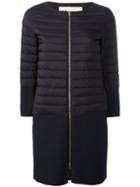 Herno Padded Trim Coat, Women's, Size: 42, Blue, Polyamide/polyurethane/cotton