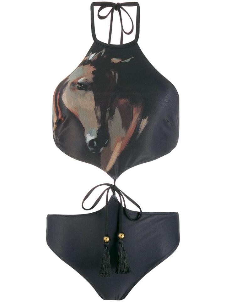 Yes Master Wild Horse Cut-out Swimsuit - Black