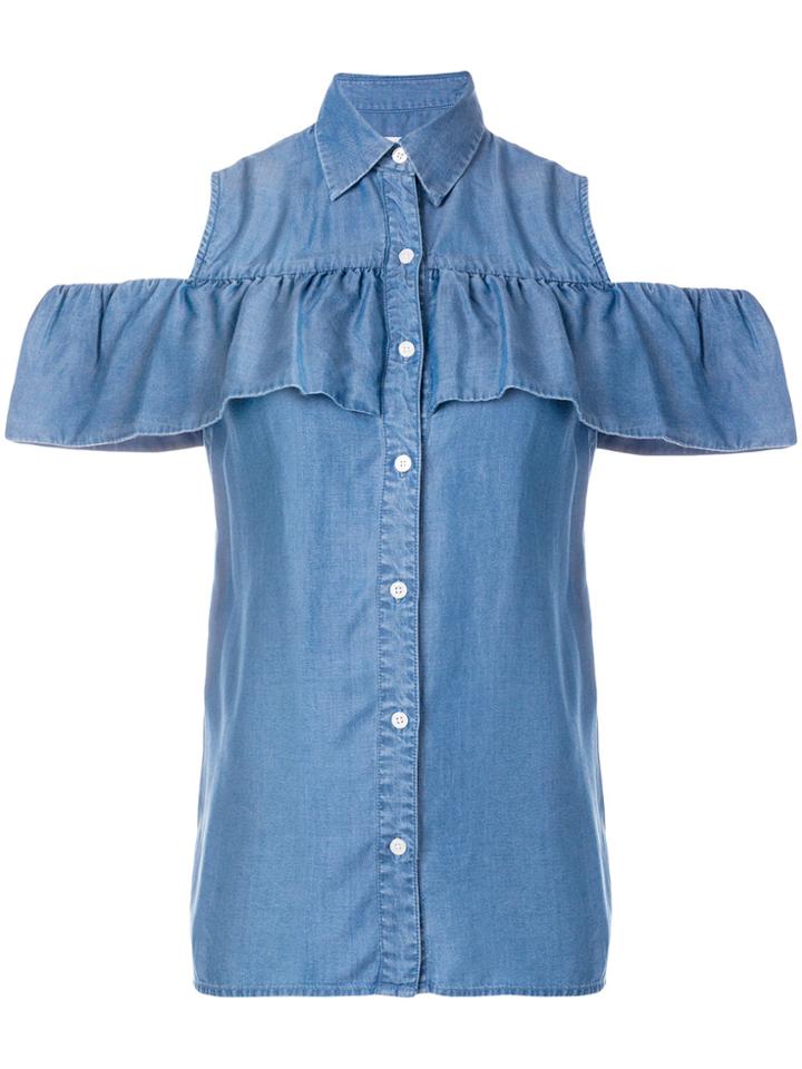 Michael Michael Kors Ruffled Cold-shoulder Shirt - Blue
