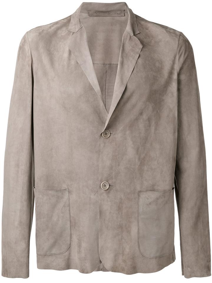 Salvatore Santoro Leather Blazer, Men's, Size: 48, Grey, Leather