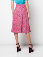 Lhd Floral Print Pocketed Midi Skirt - Pink
