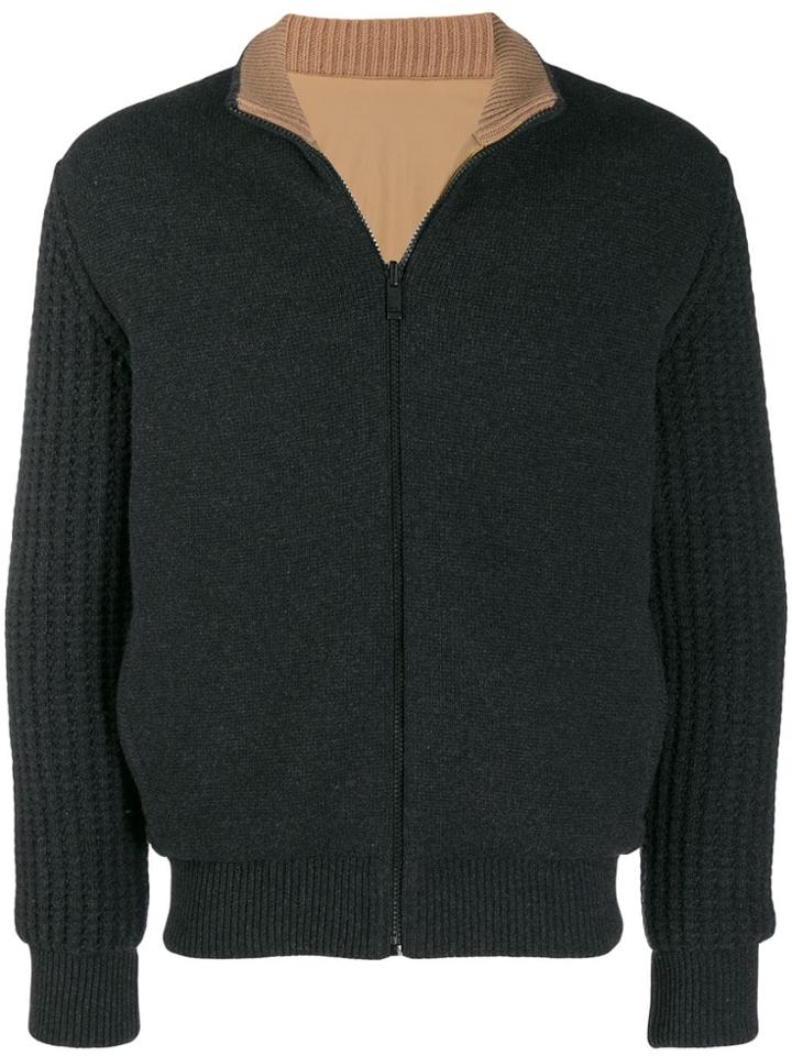 Z Zegna Zipped Knitted Cardigan - Grey