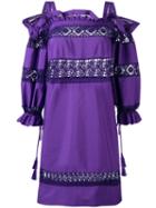 Alberta Ferretti - Embroidered Dress - Women - Cotton/other Fibers - 44, Pink/purple, Cotton/other Fibers