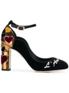 Dolce & Gabbana Vally Velvet Pumps With Embroidery - Black