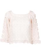 Alberta Ferretti Sheer Knitted Blouse - Pink
