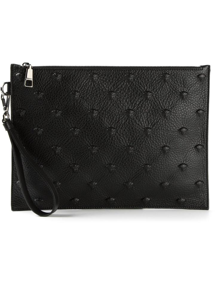 Versace Medusa Embossed Clutch - Black