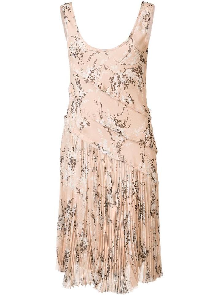 Jason Wu Floral Pleated Dress, Women's, Size: 6, Nude/neutrals, Silk