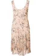 Jason Wu Floral Pleated Dress, Women's, Size: 6, Nude/neutrals, Silk