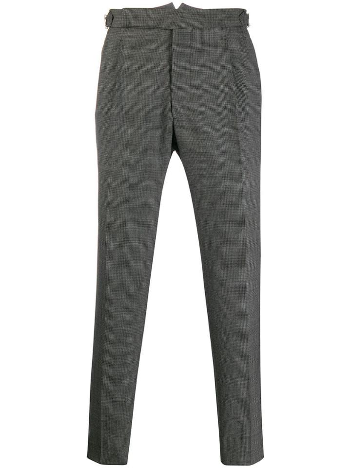 Tagliatore Houndstooth Pattern Trousers - Black