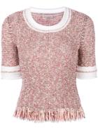 Sonia Rykiel Fringed Tweed Sweater - Pink & Purple