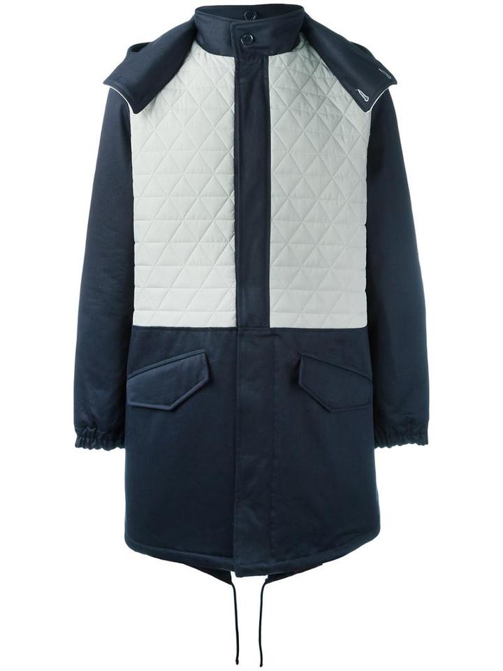 Lc23 Quilted Panel Parka Coat, Men's, Size: Medium, Blue, Cotton/polyamide/polyester