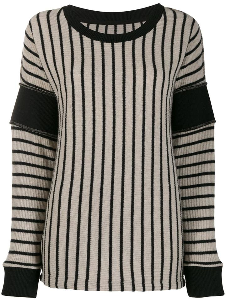 Mm6 Maison Margiela Contrast Panels Striped Jumper - Black