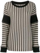 Mm6 Maison Margiela Contrast Panels Striped Jumper - Black