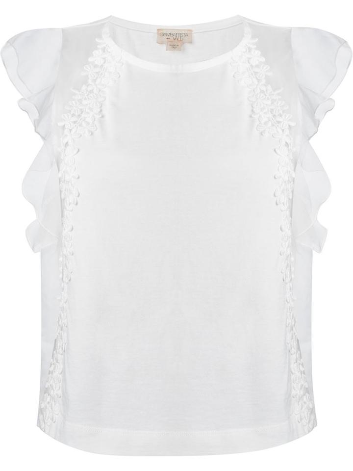 Giambattista Valli Sheer Flutter Sleeve Top