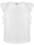 Giambattista Valli Sheer Flutter Sleeve Top