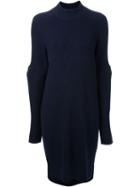 Muveil Ribbed Knit Dress, Women's, Size: 36, Blue, Wool