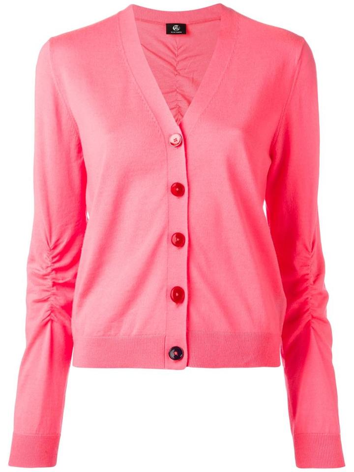 Ps By Paul Smith V-neck Buttoned Cardigan, Women's, Size: Xl, Pink/purple, Wool