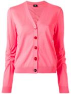 Ps By Paul Smith V-neck Buttoned Cardigan, Women's, Size: Xl, Pink/purple, Wool