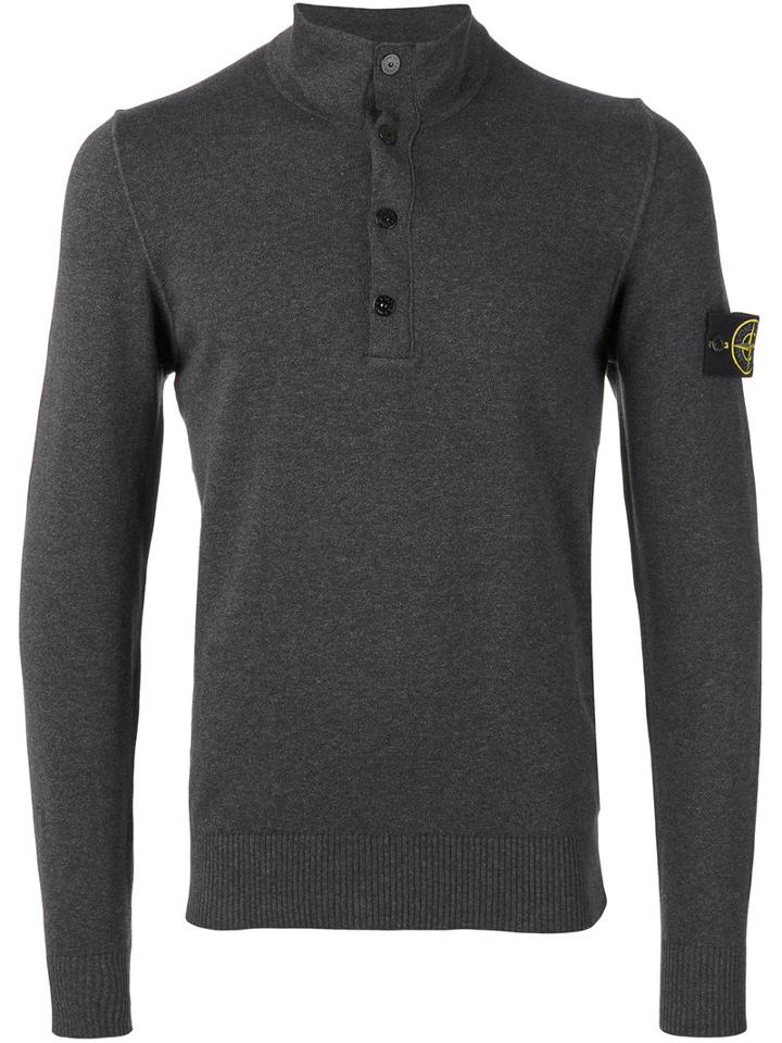 Stone Island - Henley Sweatshirt - Men - Cotton - M, Grey, Cotton