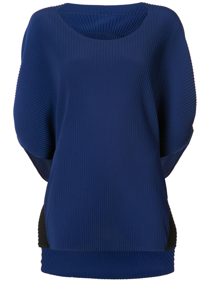 Issey Miyake Ribbed Knit Top, Women's, Size: 2, Blue, Polyester