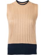 Loveless - Ribbed Sweater Vest - Women - Cotton/rayon - 34, Brown, Cotton/rayon